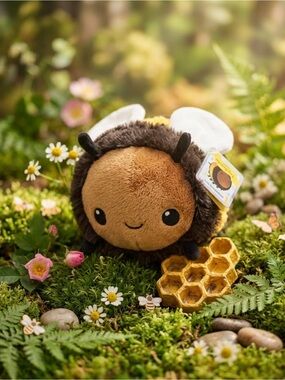 🐝 Plush Bee Stuffed Animal Toy - Brown, Black & White 🐝